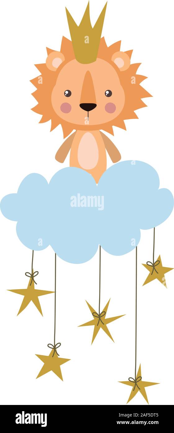 Cute lion with crown over cloud vector design Stock Vector Image & Art ...
