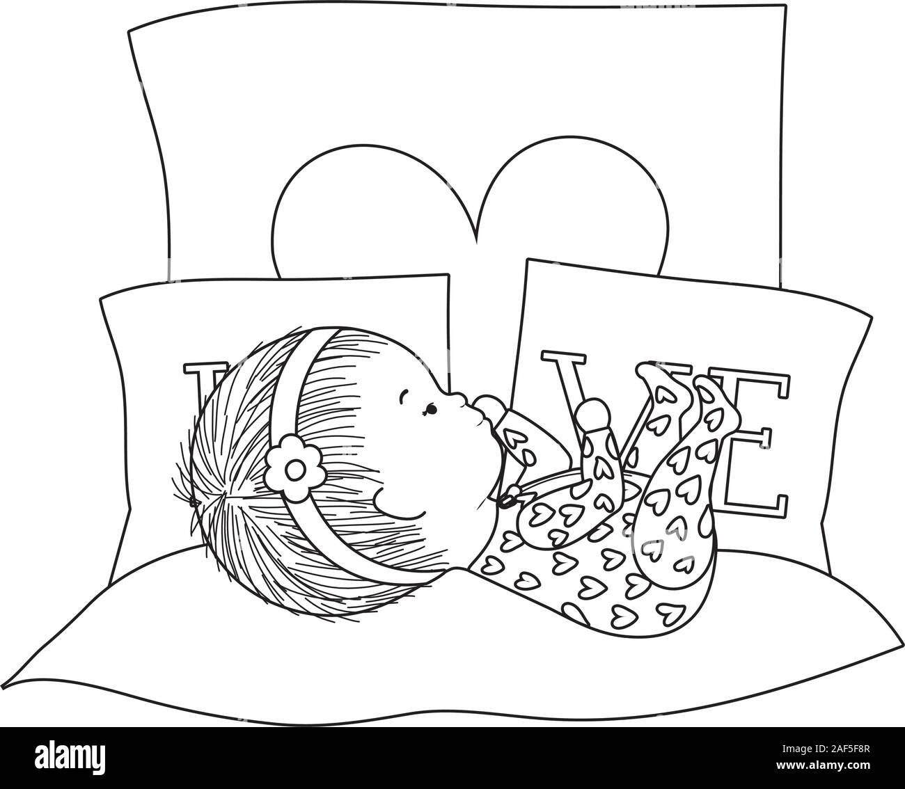 Cute baby girl with pillows vector design Stock Vector