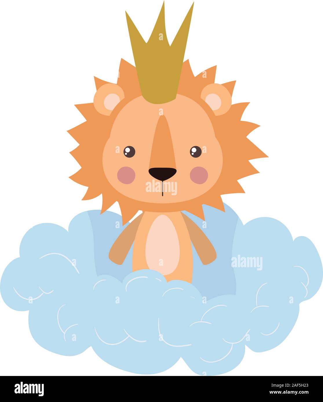 Cute lion with crown over cloud vector design Stock Vector Image & Art ...