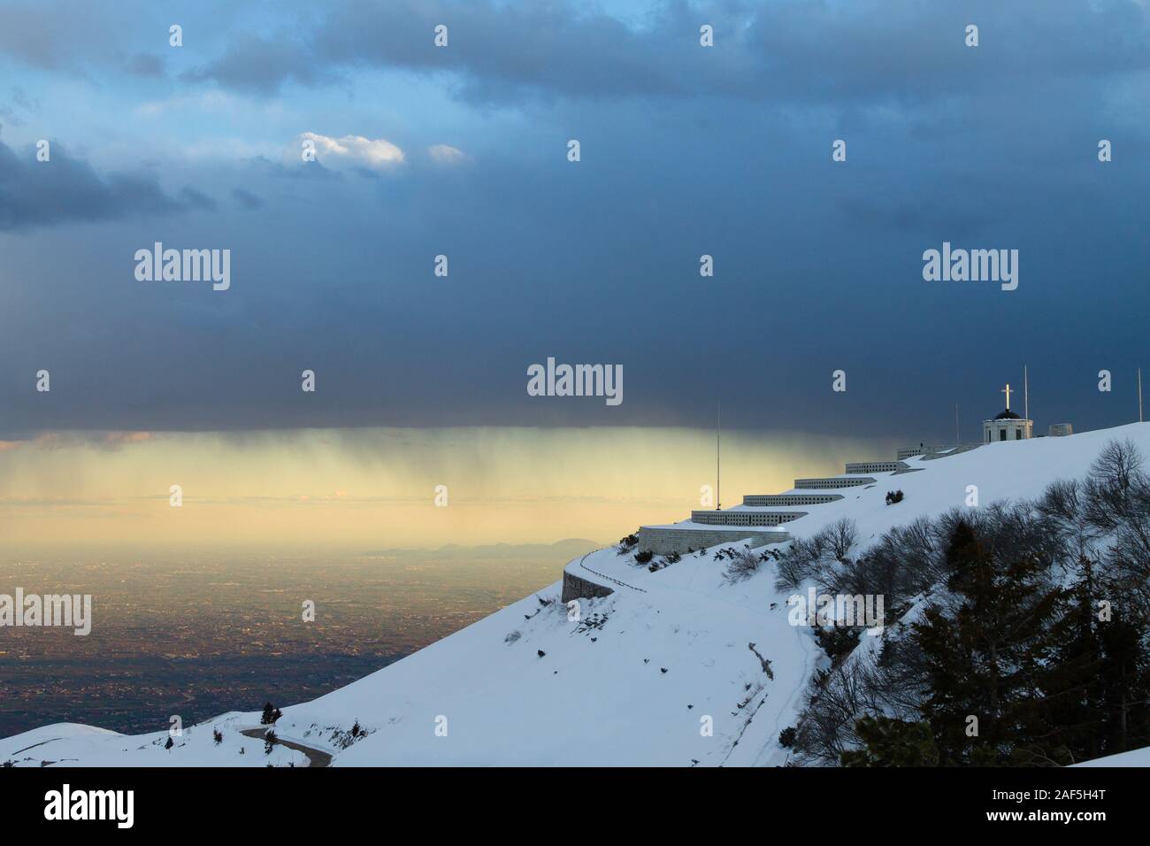 First world war memorial in winter season,Italy landmark. Monte grappa,italian alps Stock Photo