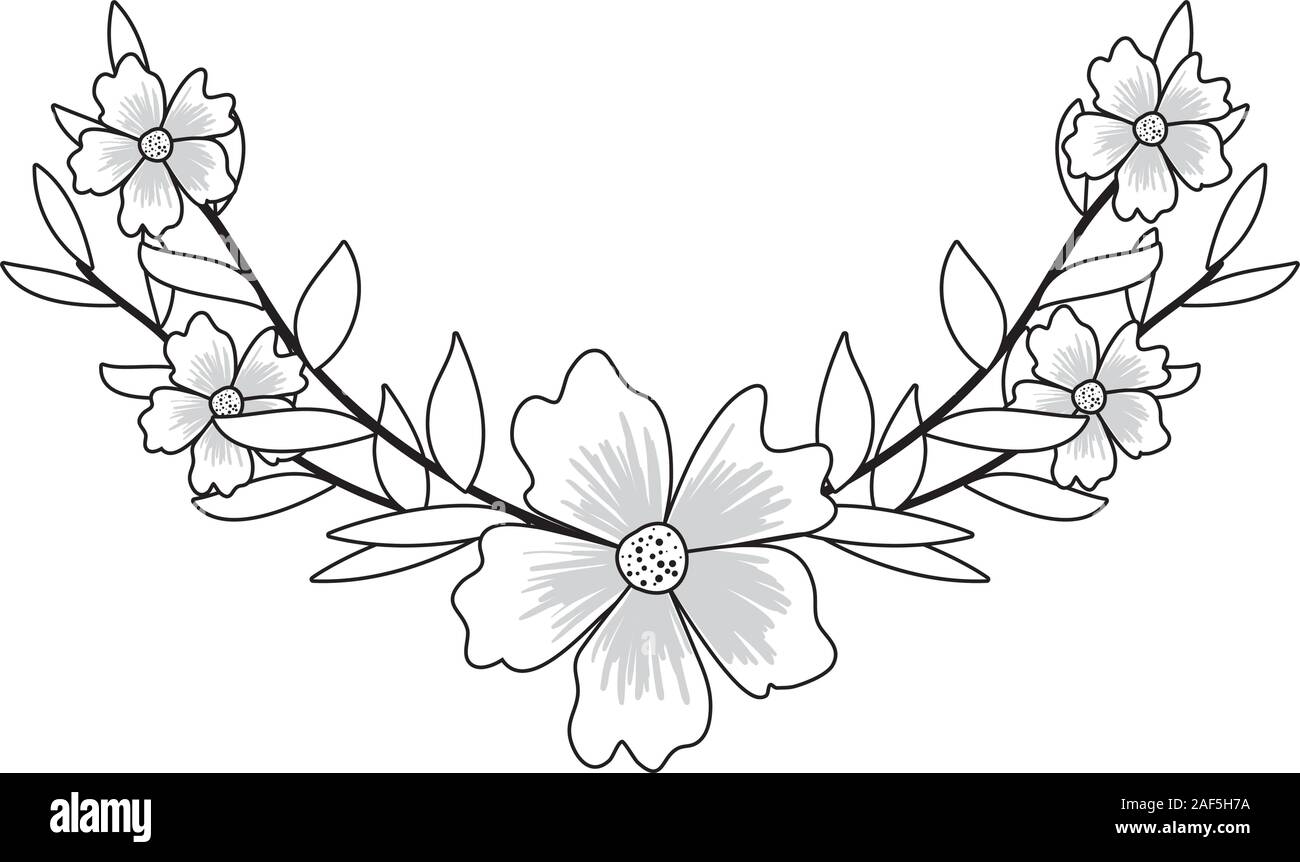 Isolated flower with leaves wreath vector design Stock Vector Image ...