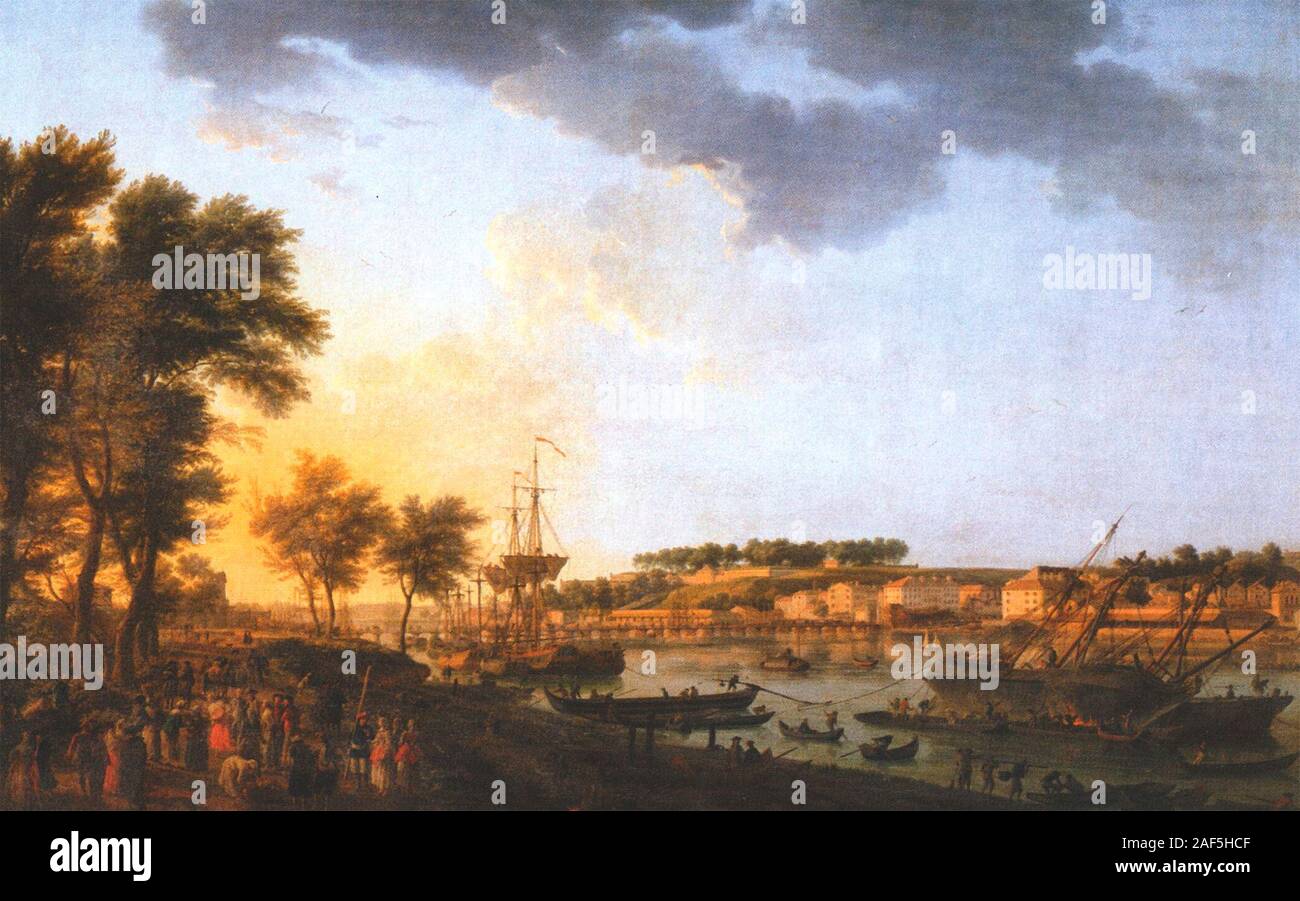 View of Bayonne, from Allée de Boufflers near Porte de Mousserole - Joseph Vernet, circa 1755 Stock Photo