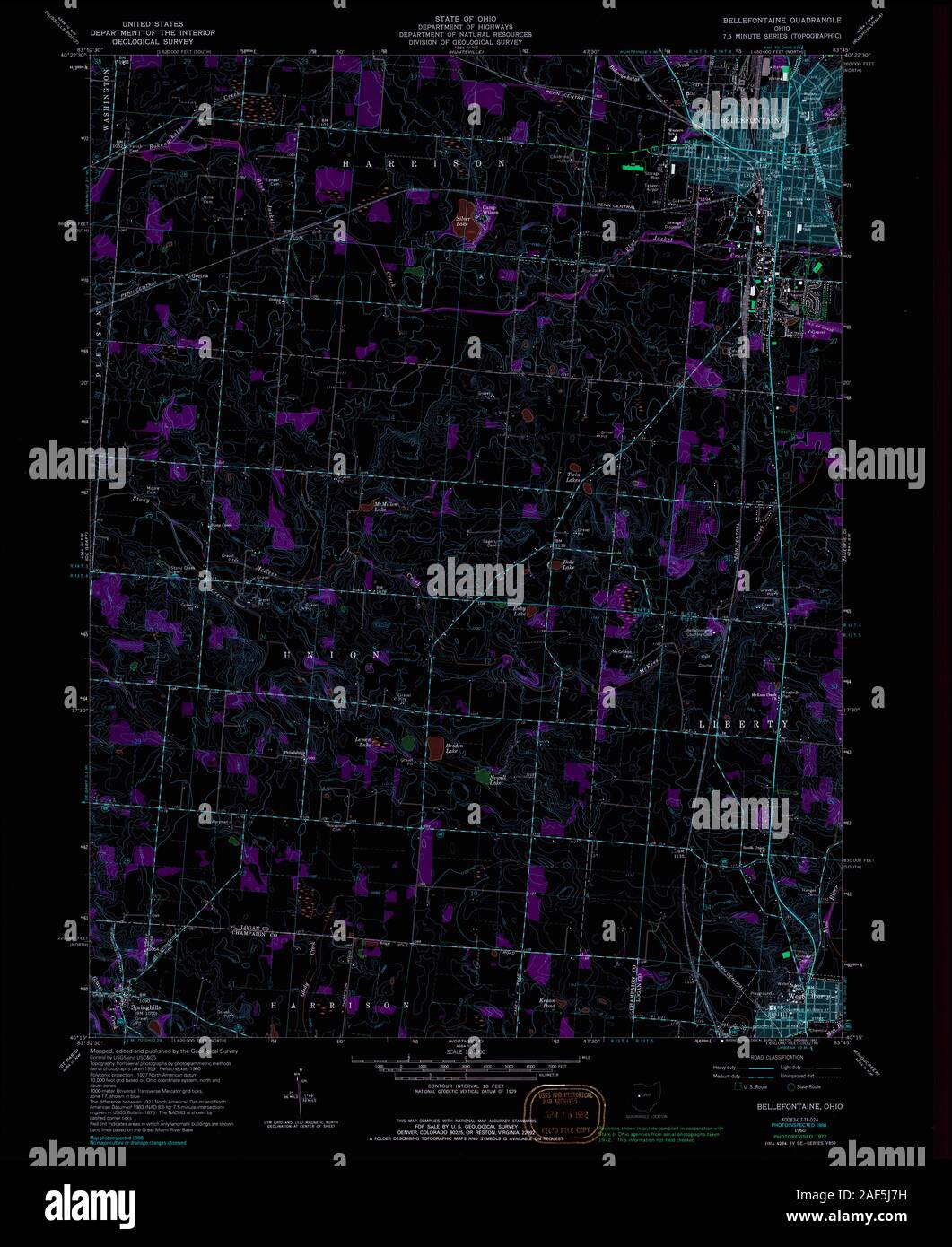 Bellefontaine ohio map hires stock photography and images Alamy