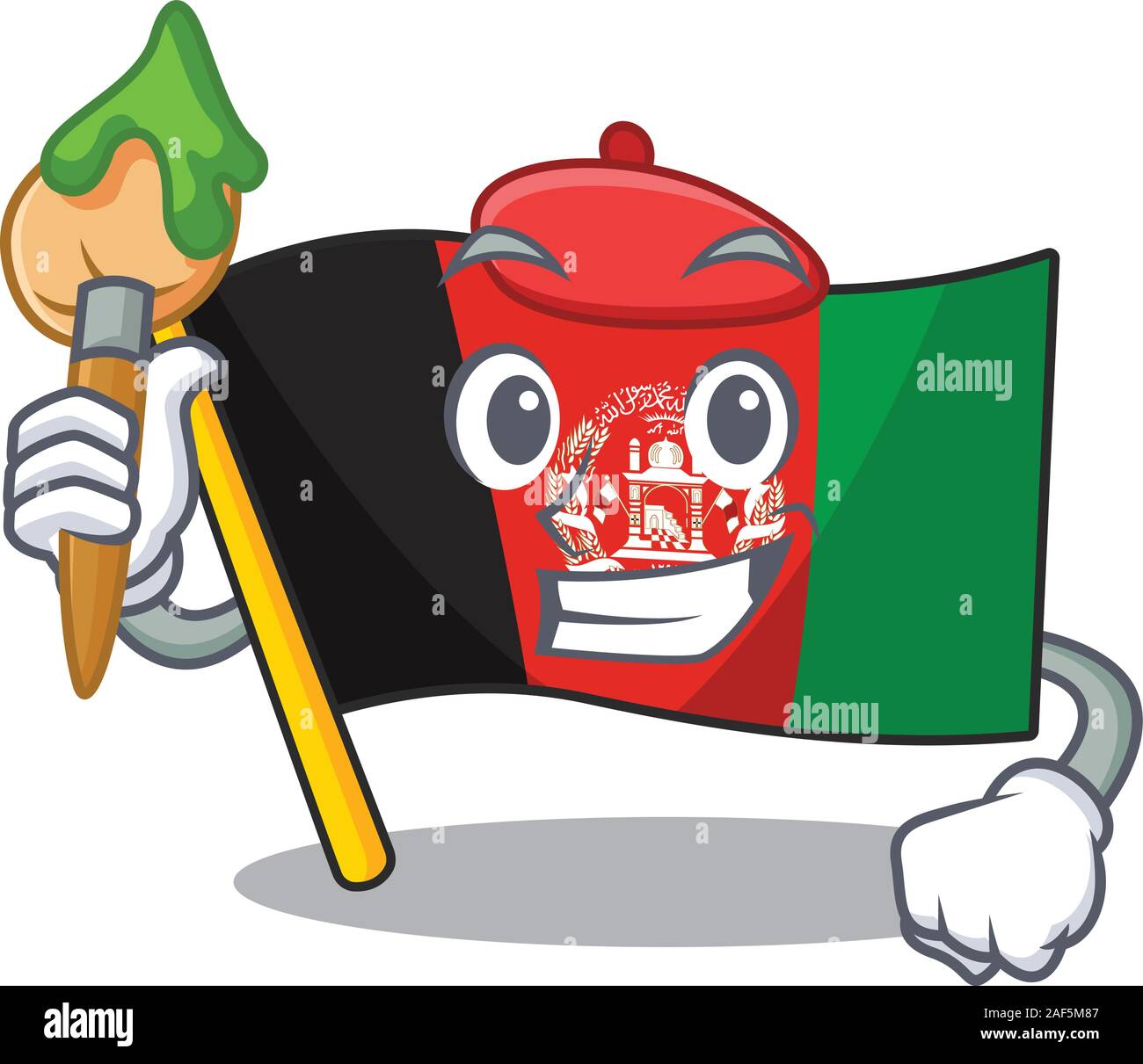 Funny flag afghanistan Scroll Artist cartoon character holding brush.  Vector illustration Stock Vector Image & Art - Alamy