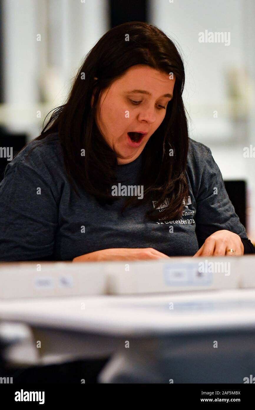 Counting taking place for the Chipping Barnet, Finchley and Golders Green, and Hendon constituencies, at Allainz Park, London. Luciana Berger is contesting the Finchley and Golders Green constituency for the Liberal Democrats. Stock Photo