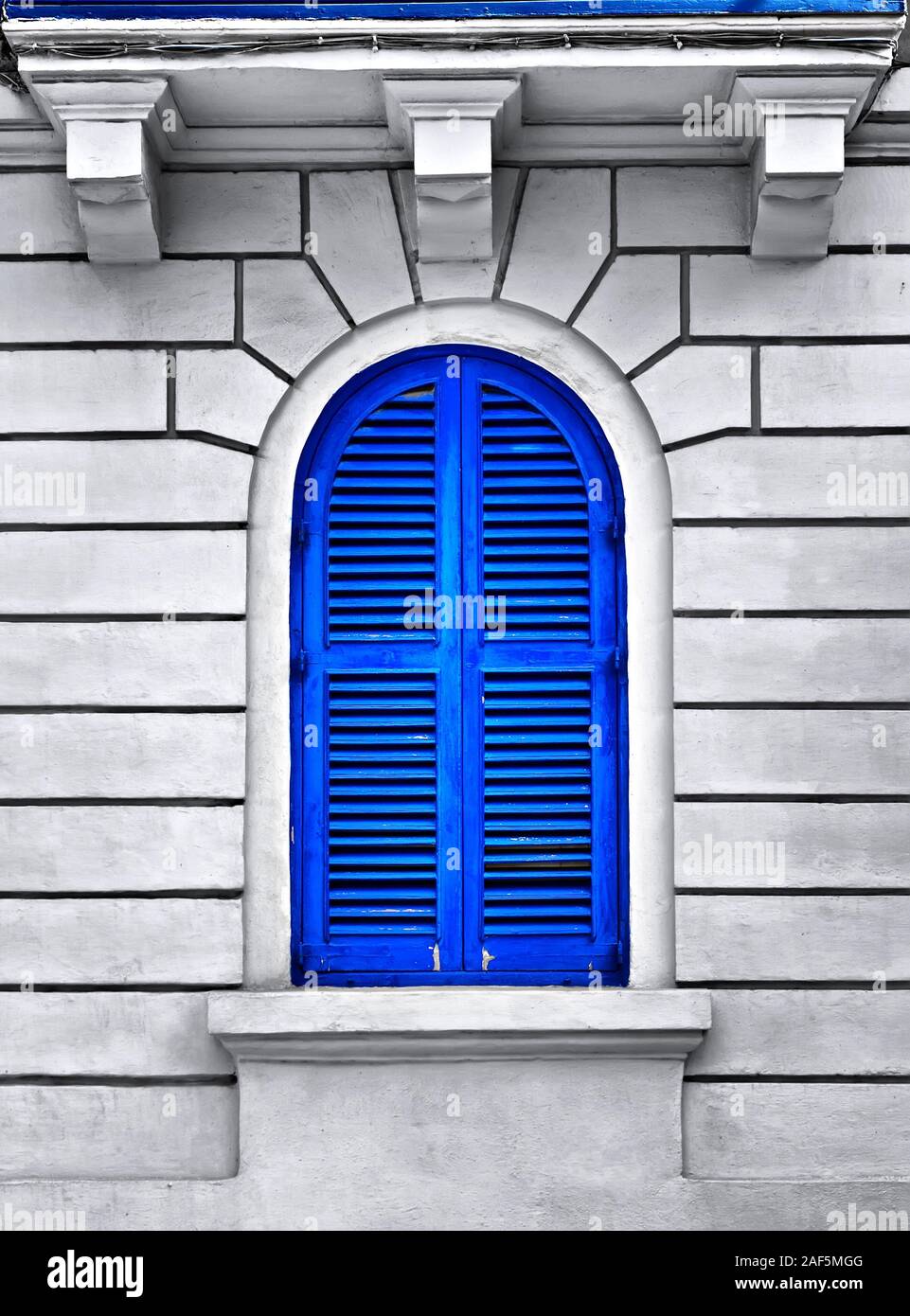 A blue louvered window Stock Photo Alamy