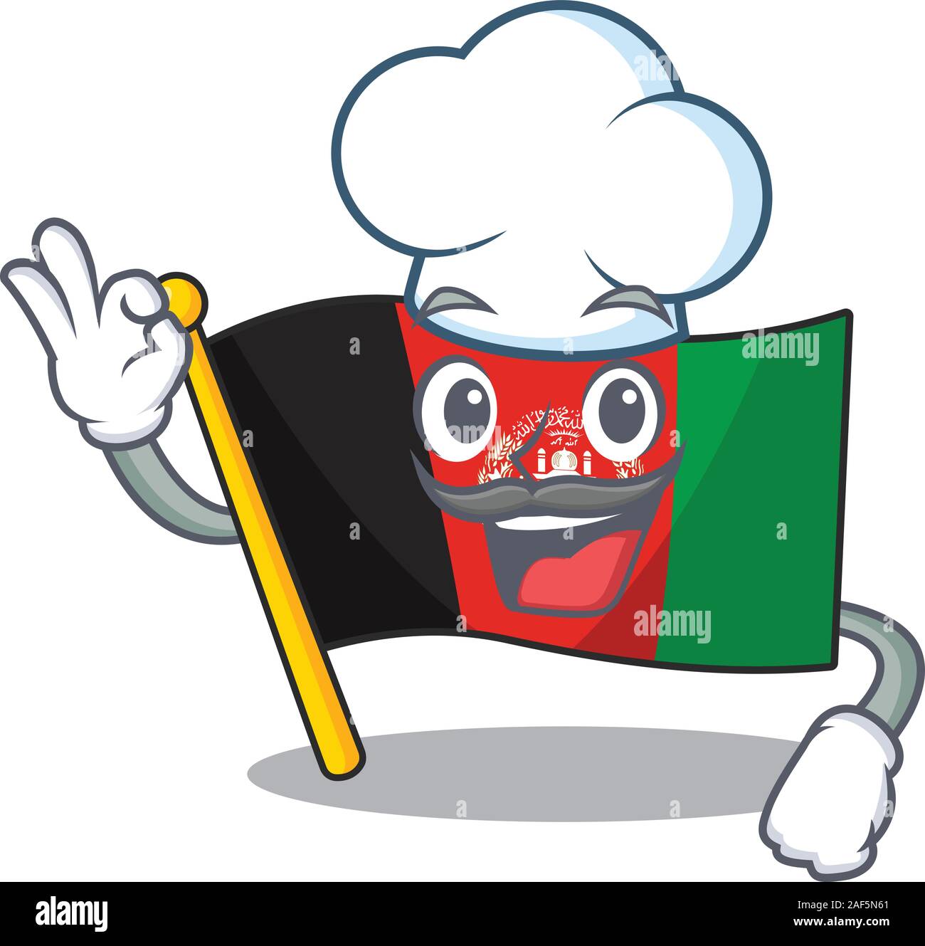 Funny Chef flag afghanistan Scroll cartoon character wearing white hat.  Vector illustration Stock Vector Image & Art - Alamy