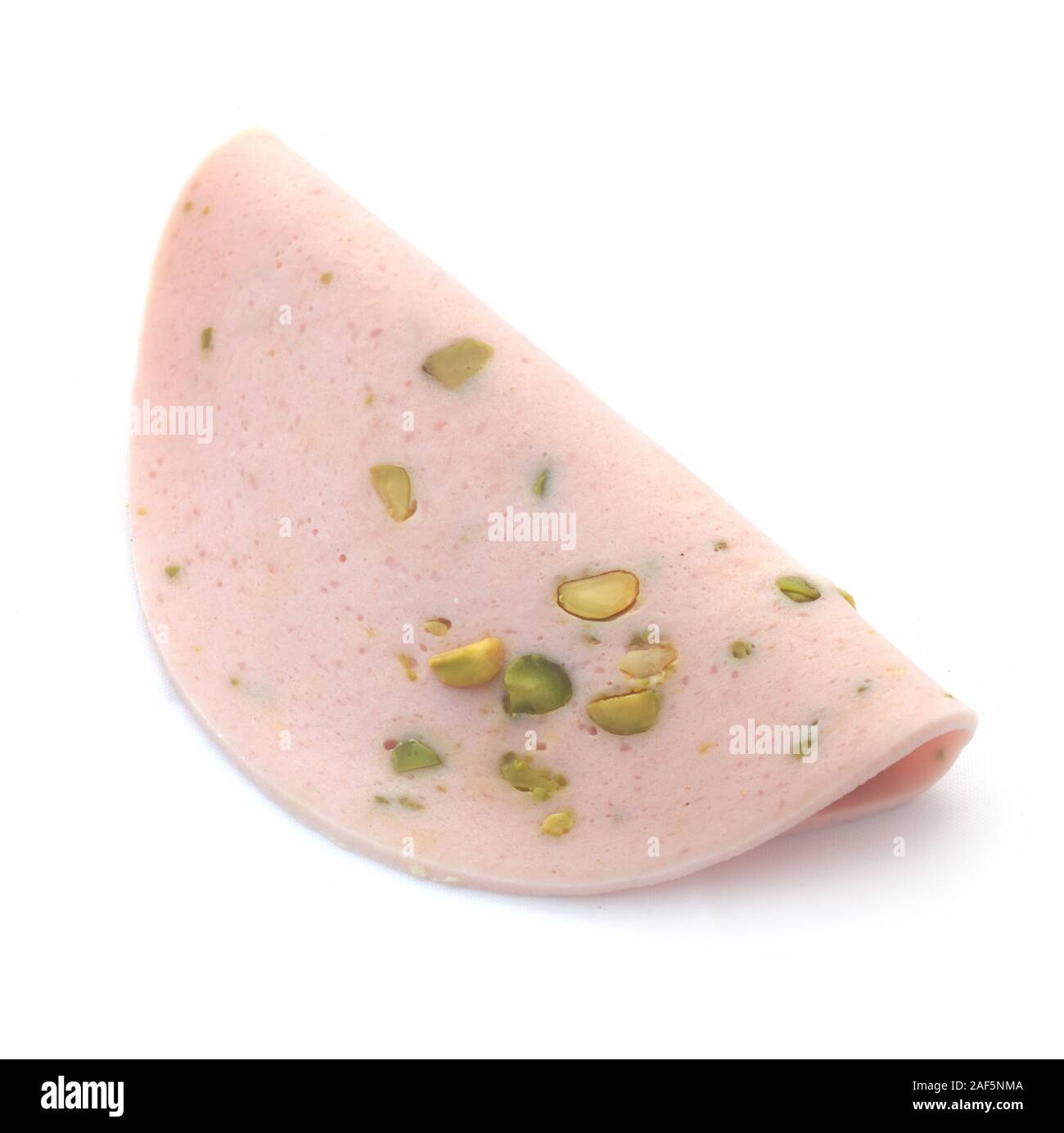 Pistachio Mortadella Isolated On White Stock Photo Alamy