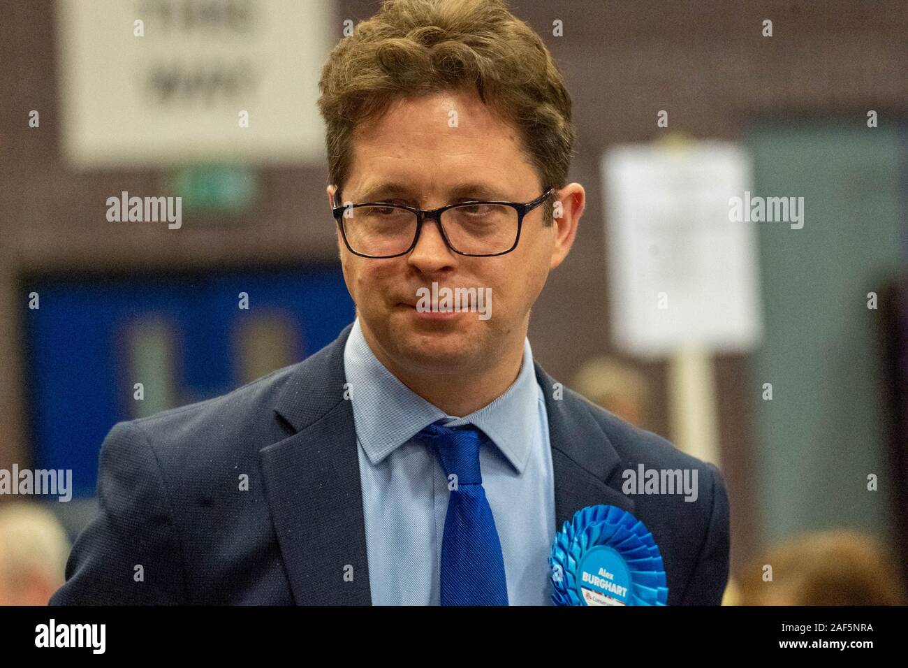 Brentood Essex 12th Dec. 2019 Election count at Brentwood for the constituency of Brentwood and Ongar Alex Burghart the newly elected MP for Brentwood and Ongar Credit: Ian Davidson/Alamy Live News Stock Photo