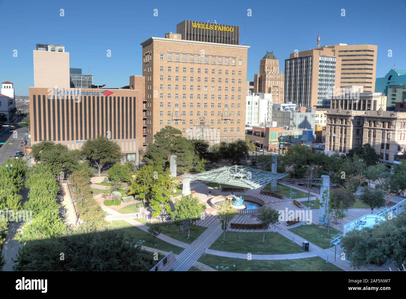 El Paso, Texas. San Jacinto Plaza. Stock Photo