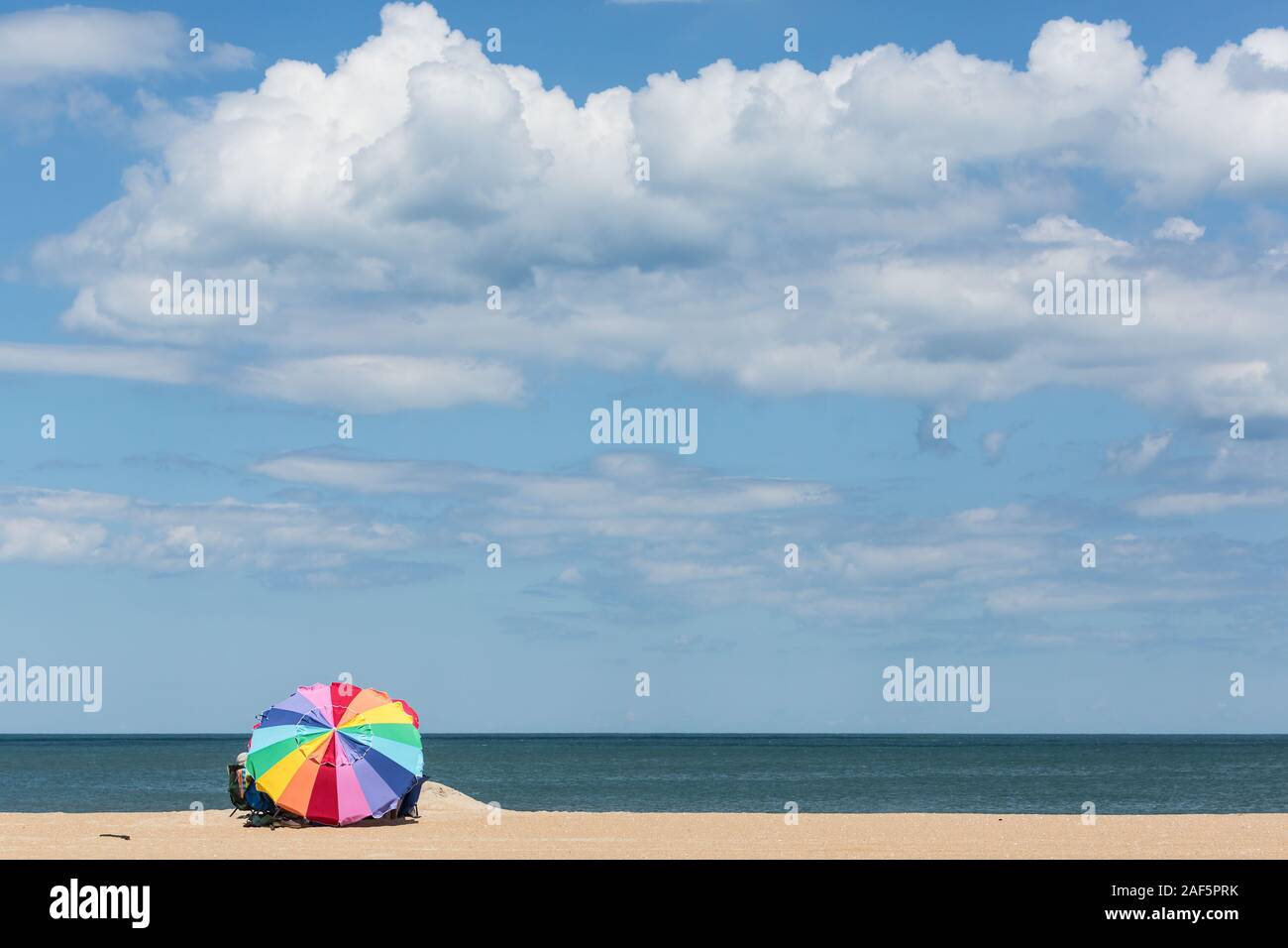 Avon, Outer Banks, North Carolina. Beach Umbrella and Family on the
