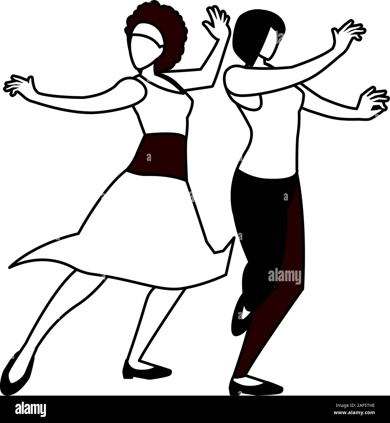 Beautiful dancer pose performing silhouette. Male and female dance pose.  Good use for symbol, logo, web icon, mascot, game elements, mascot, sign,  sticker design, or any design you want. Stock Vector |