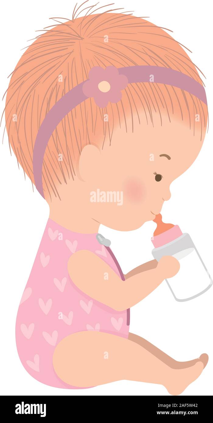 Cute baby girl with bottle vector design Stock Vector Image & Art - Alamy