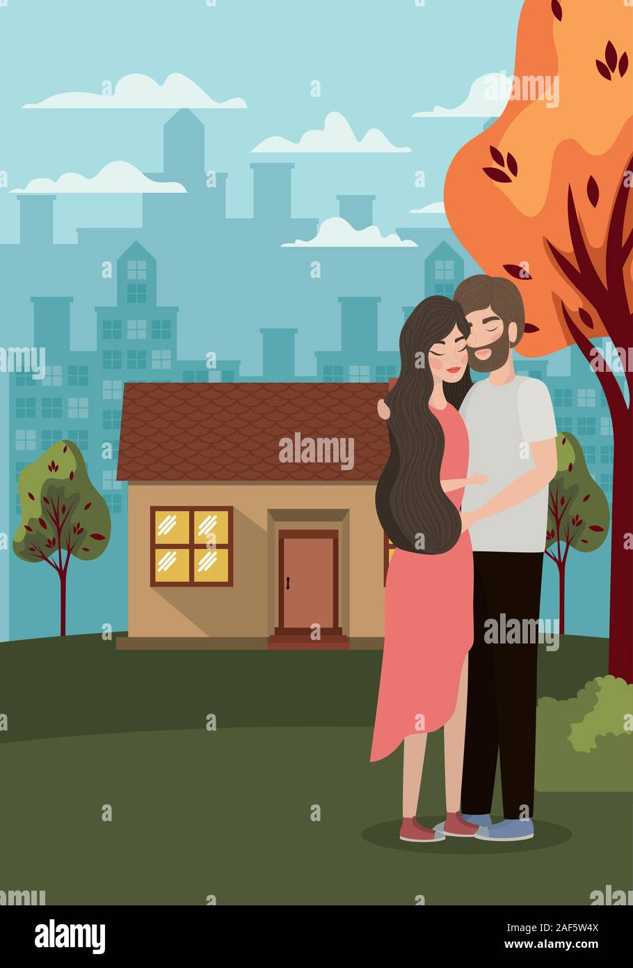 Couple of woman and man drawing vector design Stock Vector Image & Art ...