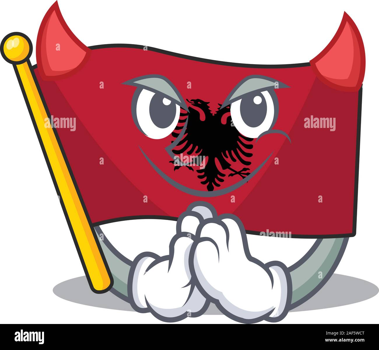 Devil Cartoon character of flag albania Scroll desig. Vector illustration Stock Vector