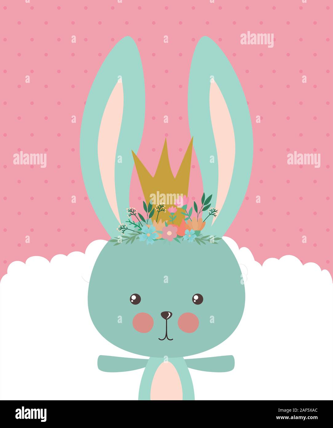 Cute rabbit cartoon with crown vector design Stock Vector Image & Art ...