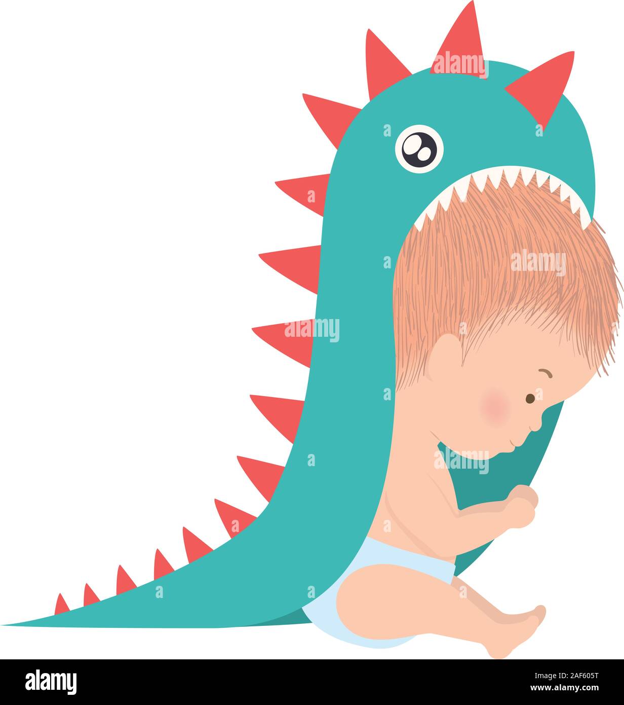 Cute baby boy with dinosaur costume vector design Stock Vector Image