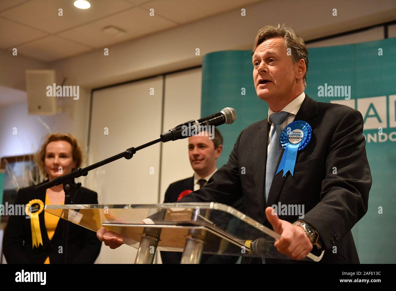 Matthew Offord after he was reelected as MP for Hendon at Allainz Park
