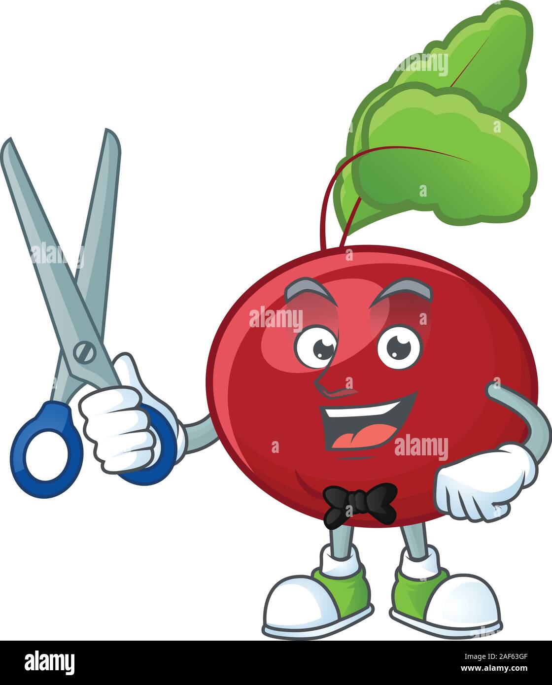 Smiley barber red beet greens mascot cartoon character design Stock Vector