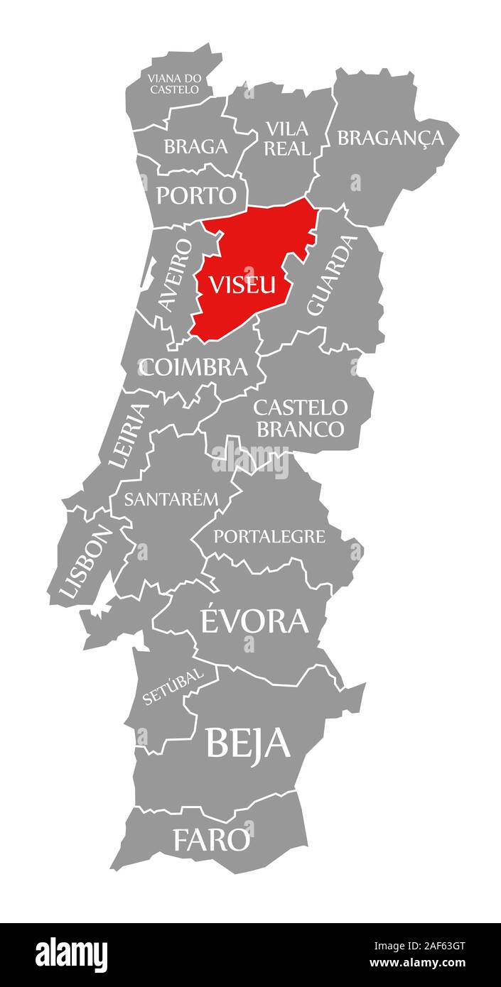 Map of Portugal showing the location of Viseu and Covilhã.