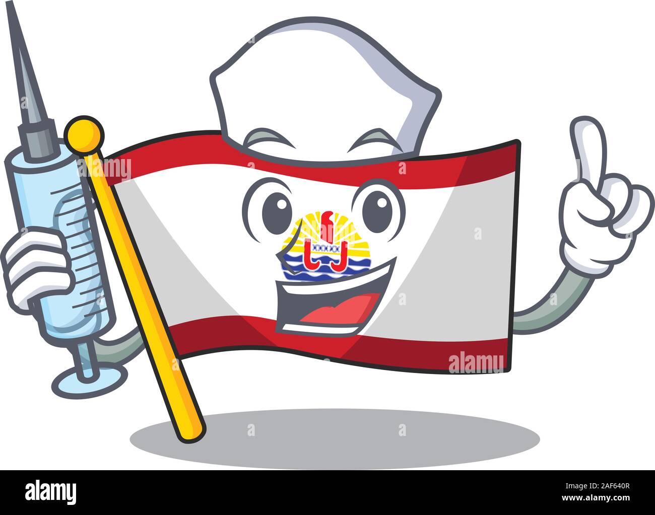 Hospitable Cute Nurse flag french polynesia Scroll cartoon style