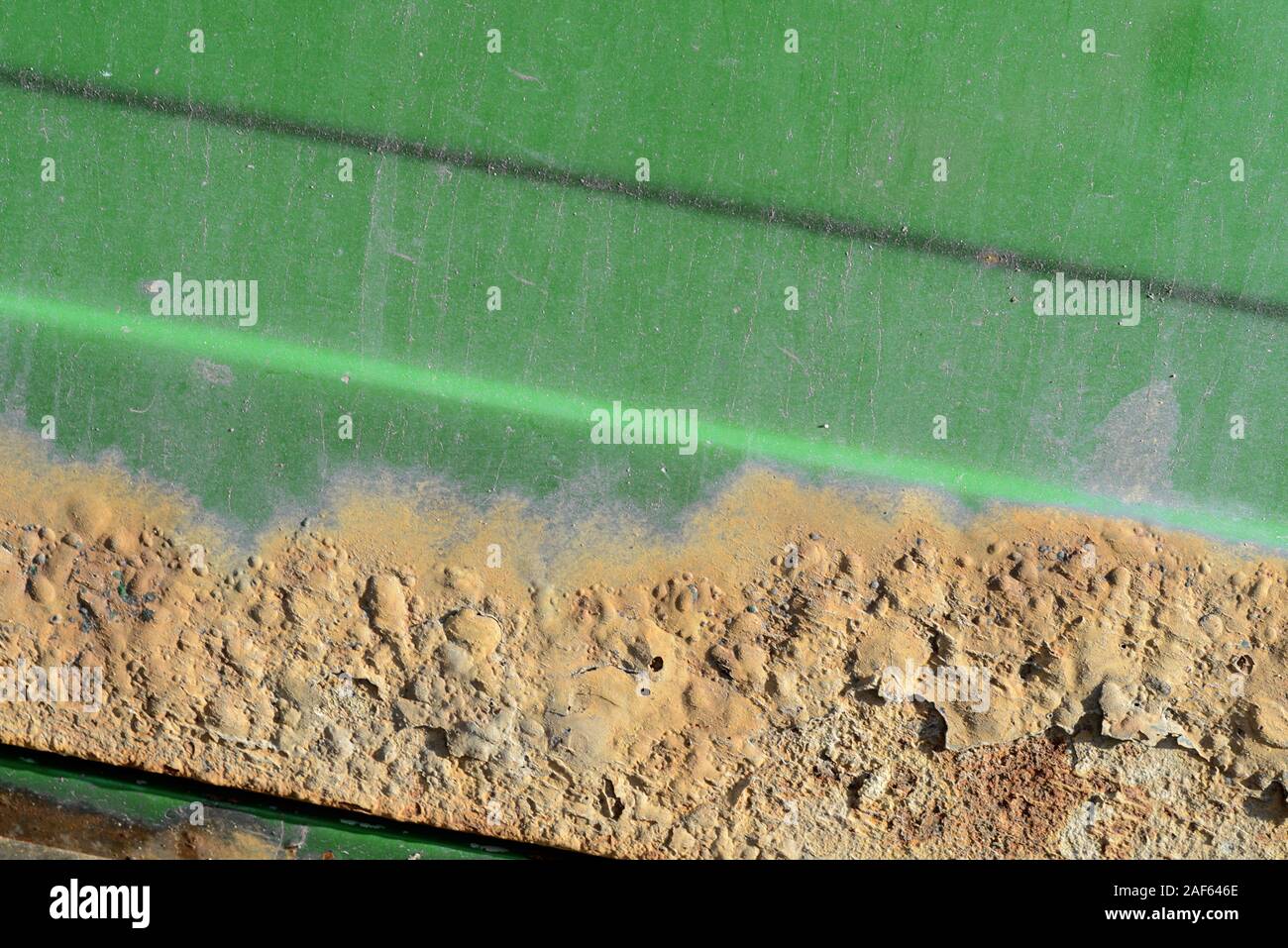 Dirty rusty green metal surface close-up. Abstract background Stock Photo