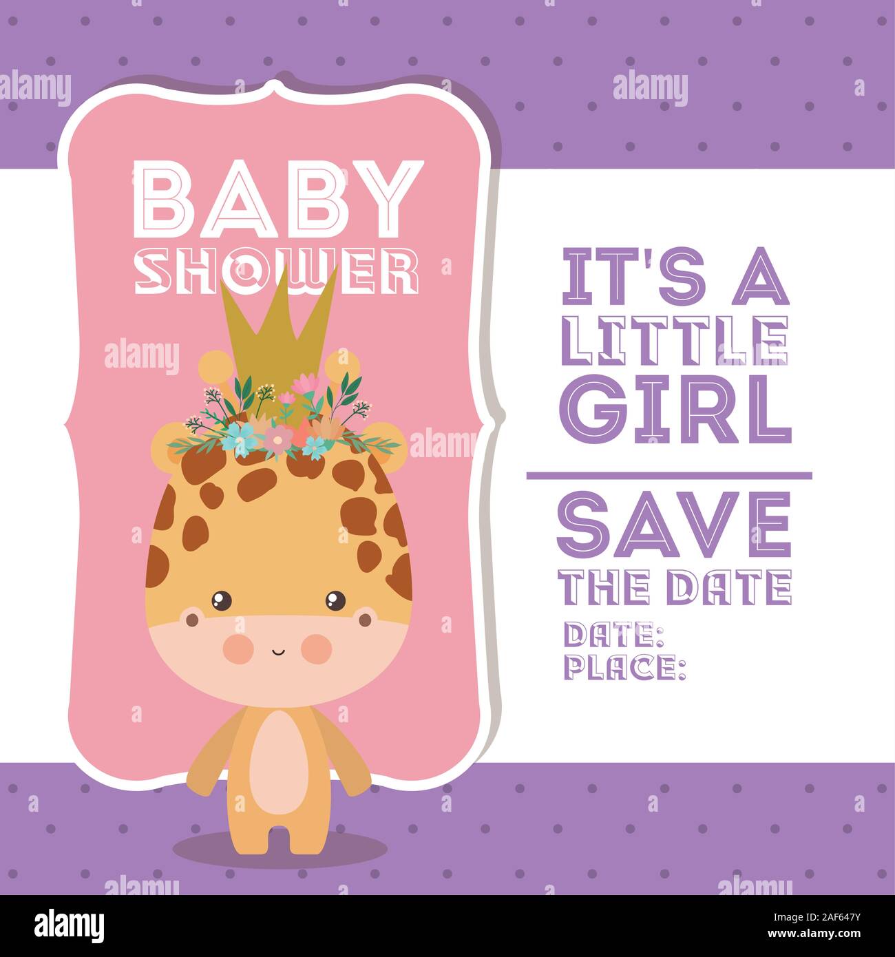 Baby shower invitation with giraffe cartoon vector design Stock Vector ...