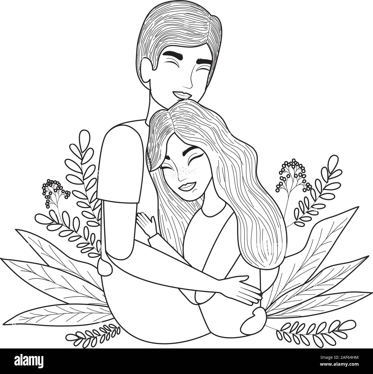 Couple of woman and man drawing vector design Stock Vector Image & Art ...