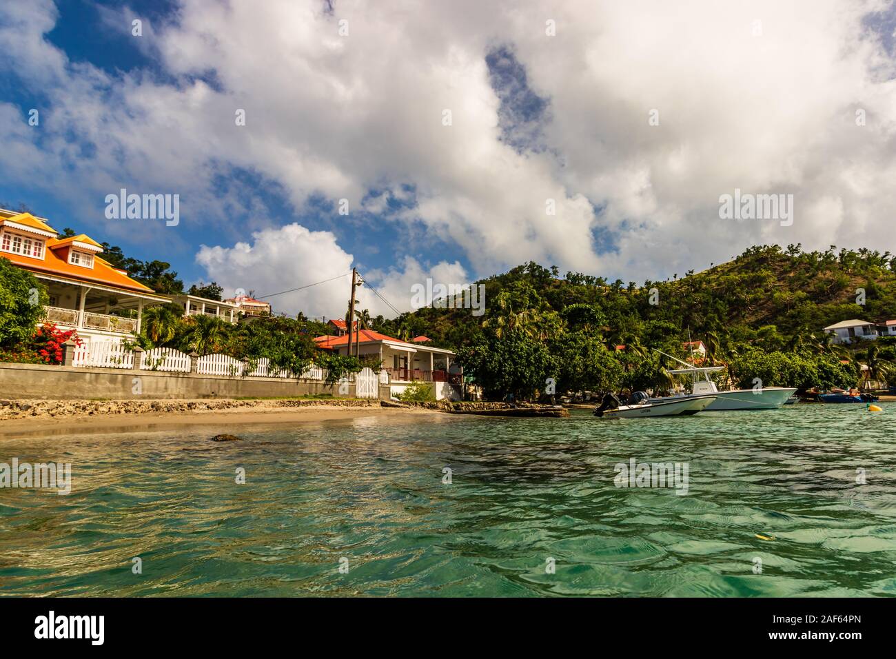 The harbor of Guadalupe, Caribbean Islands. View of the fishing port and  beach of Guadalupe, Caribbean 2019 Stock Photo - Alamy