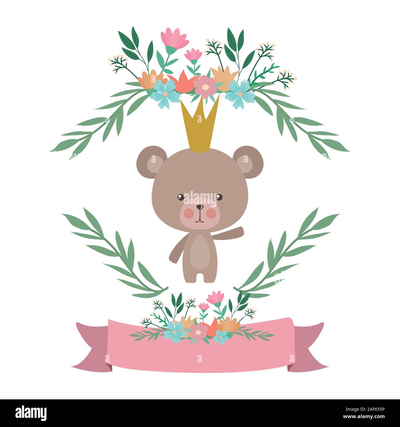 Cute bear cartoon and ribbon vector design Stock Vector Image & Art - Alamy