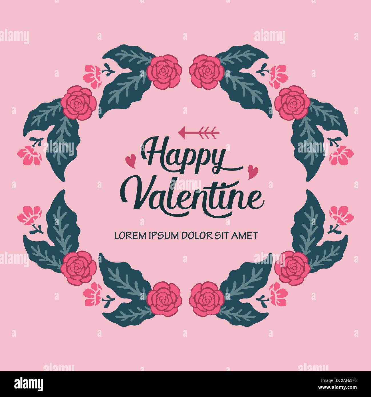 Happy valentine day card design with elegant floral and leaf ...