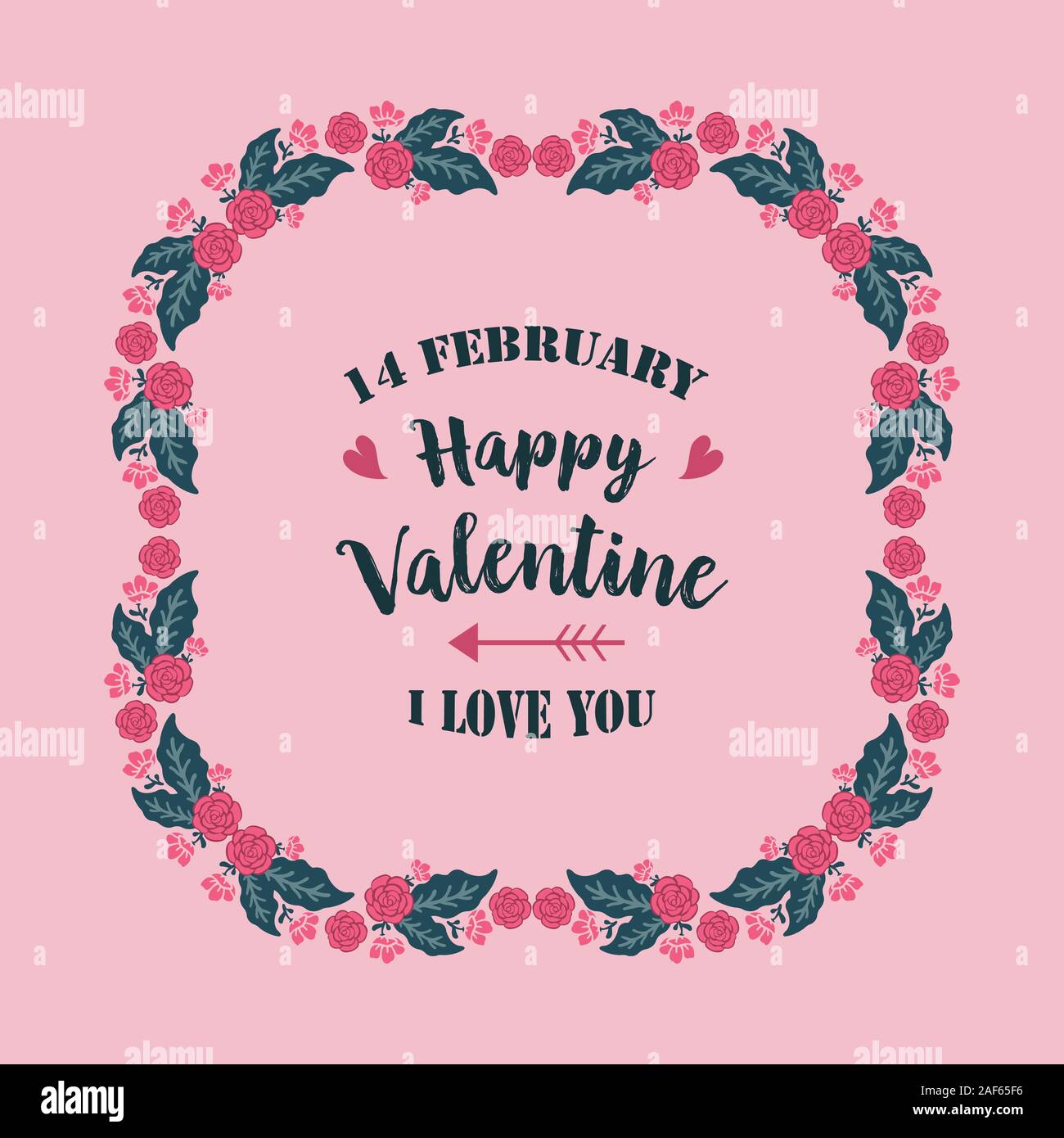 Happy valentine day card design with elegant floral and leaf ...