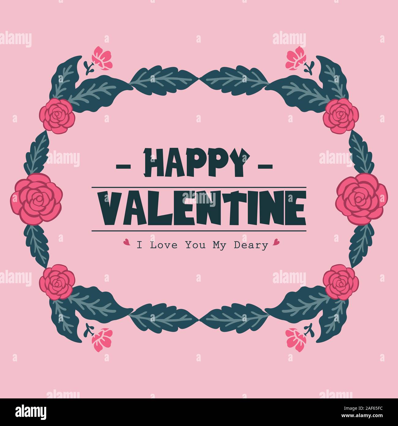 Happy valentine day card design with elegant floral and leaf ...