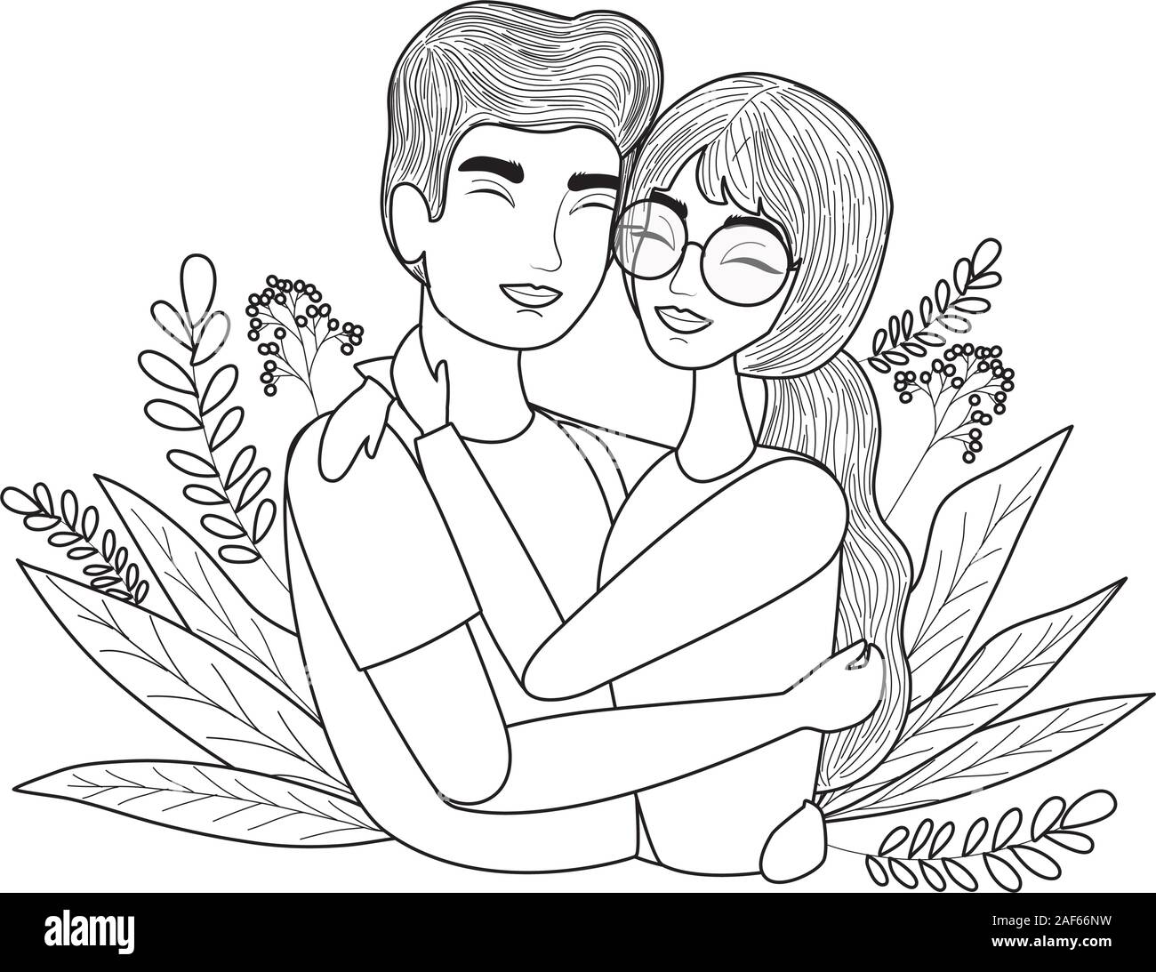 Couple of woman and man drawing vector design Stock Vector Image & Art ...