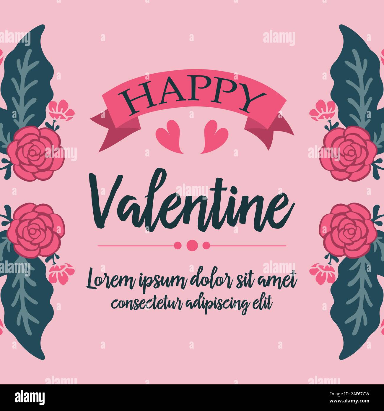 Happy valentine card with texture flower and leaf of seamless. Vector ...