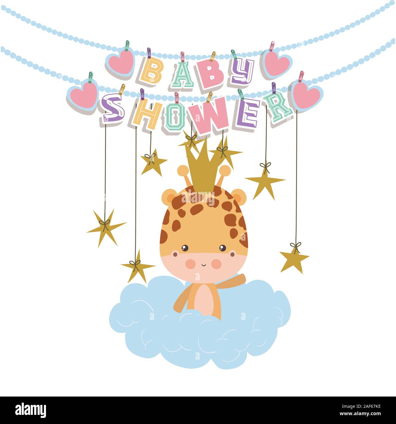 Baby shower invitation with giraffe cartoon vector design Stock Vector ...