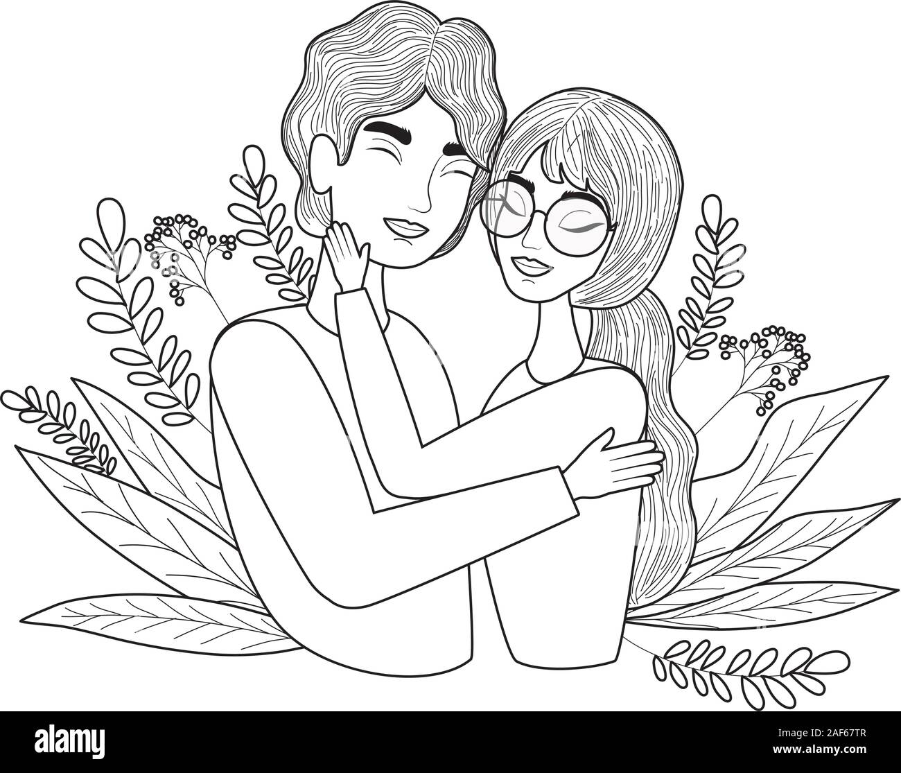 Couple of woman and man drawing vector design Stock Vector Image & Art ...