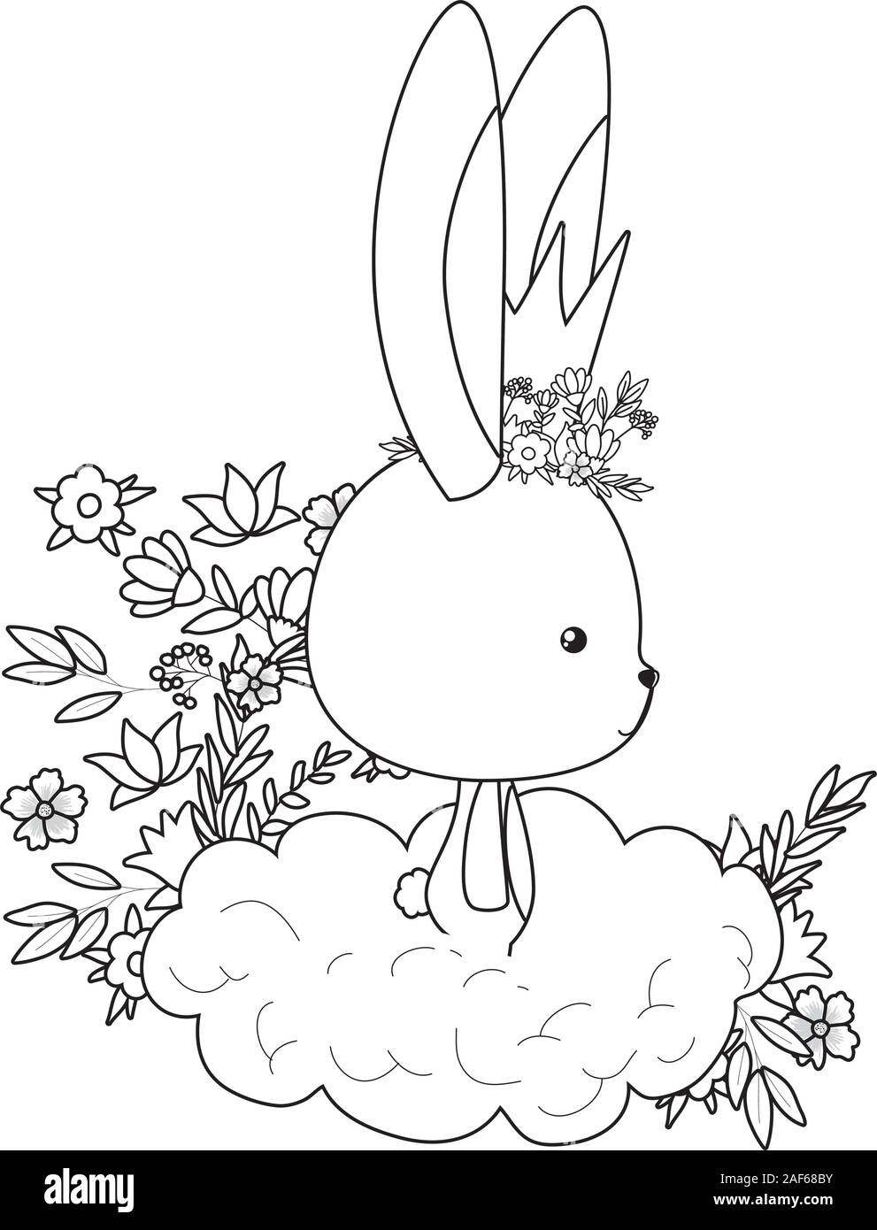 Cute rabbit cartoon with crown and cloud vector design Stock Vector ...
