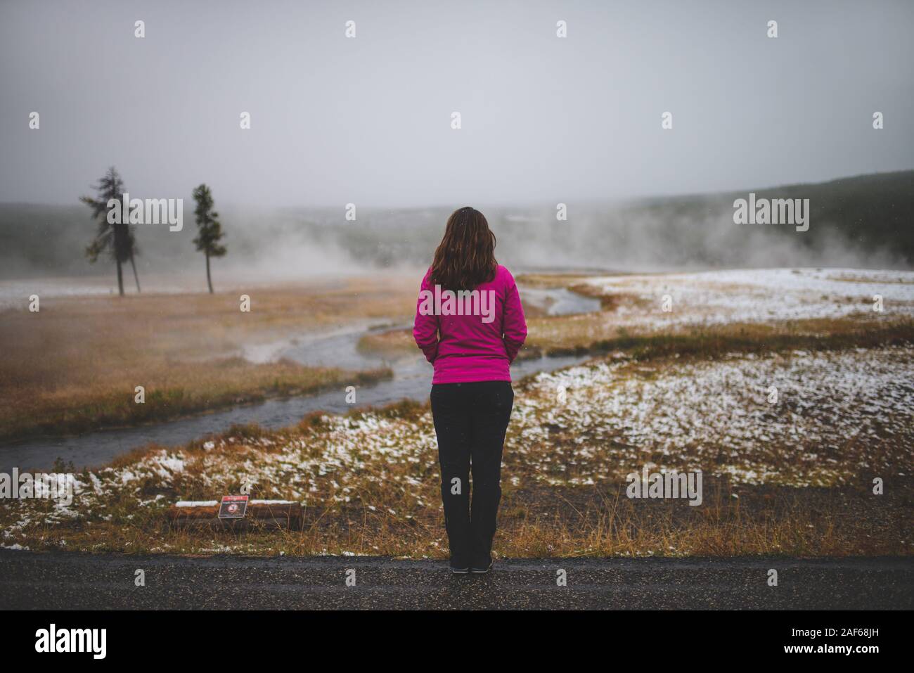 Young woman in Yellowstone National Park, USA Stock Photo Alamy