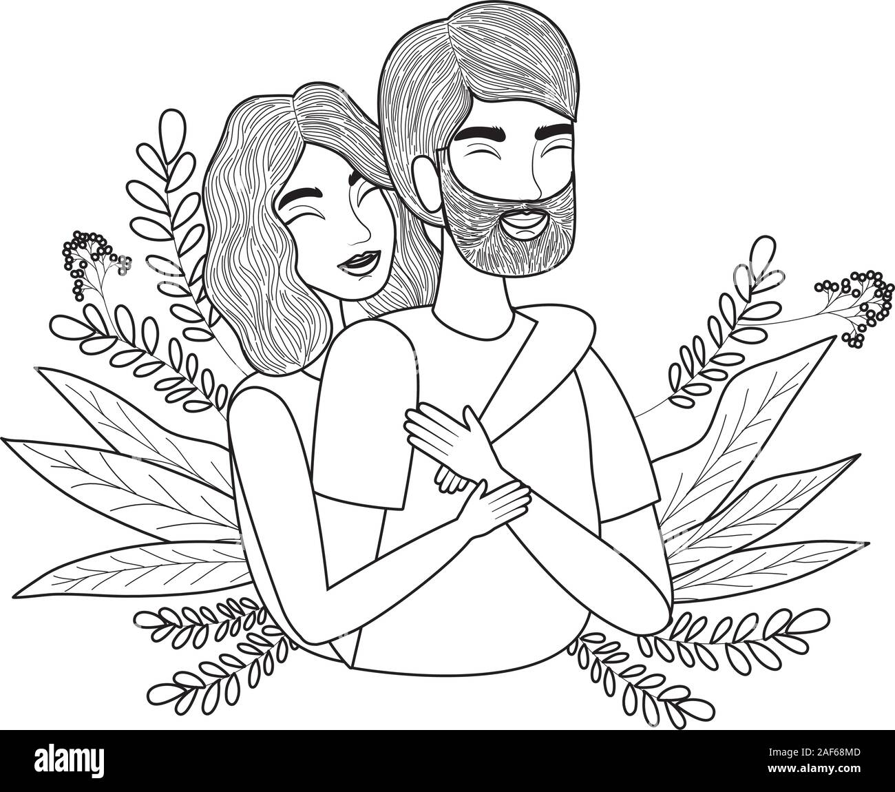 Couple of woman and man drawing vector design Stock Vector Image & Art ...