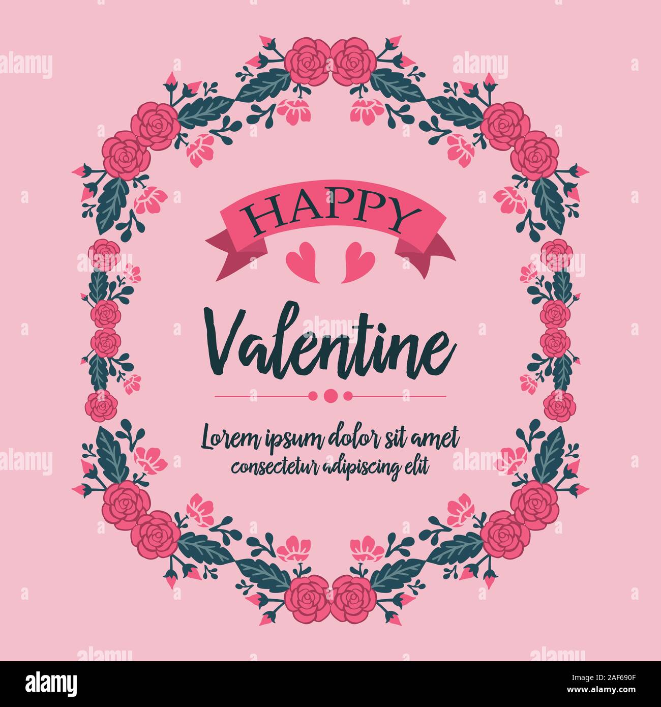 Beautiful pink rose flower frame for valentines day greeting card ...