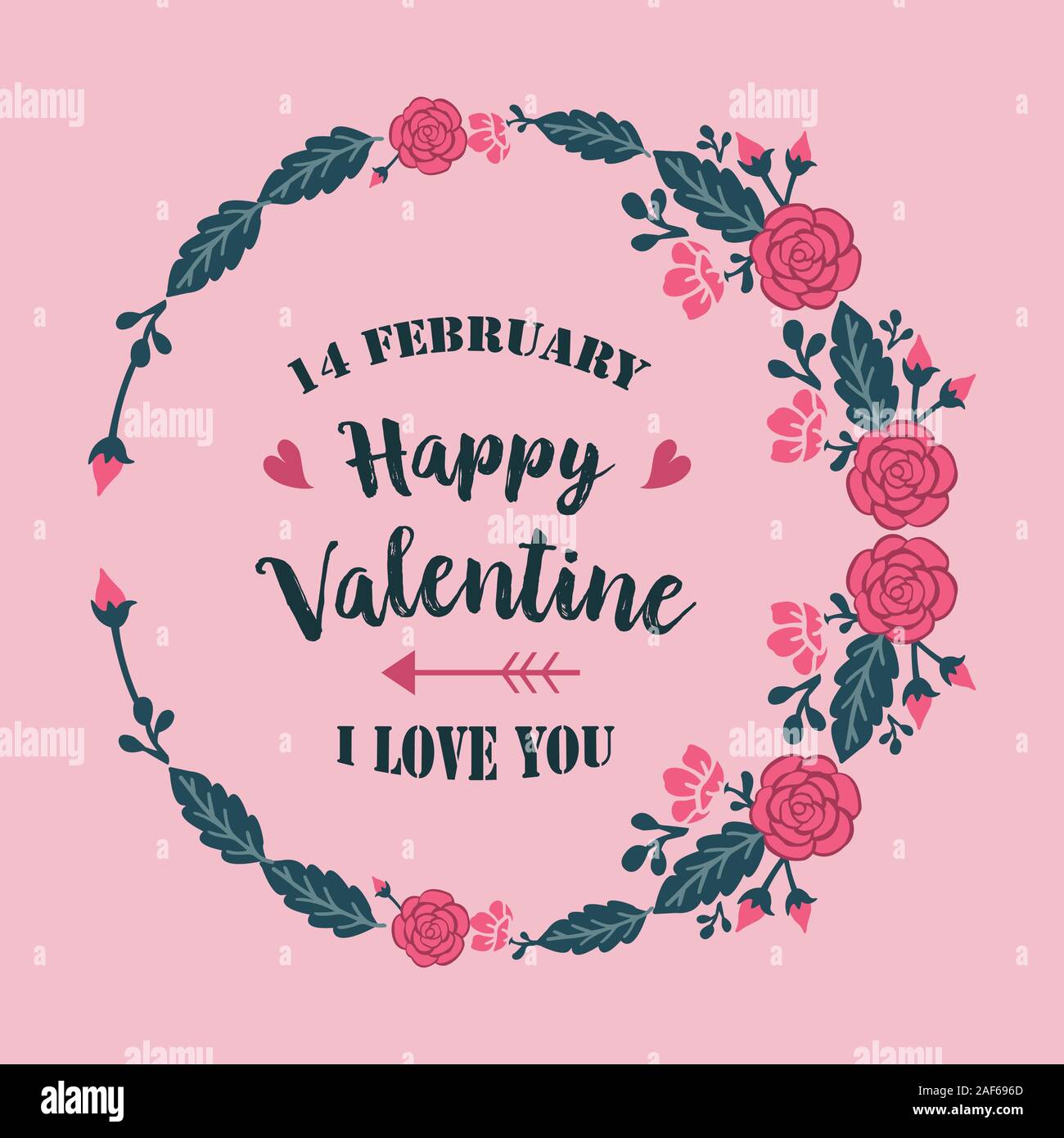 Beautiful pink rose flower frame for valentines day greeting card ...