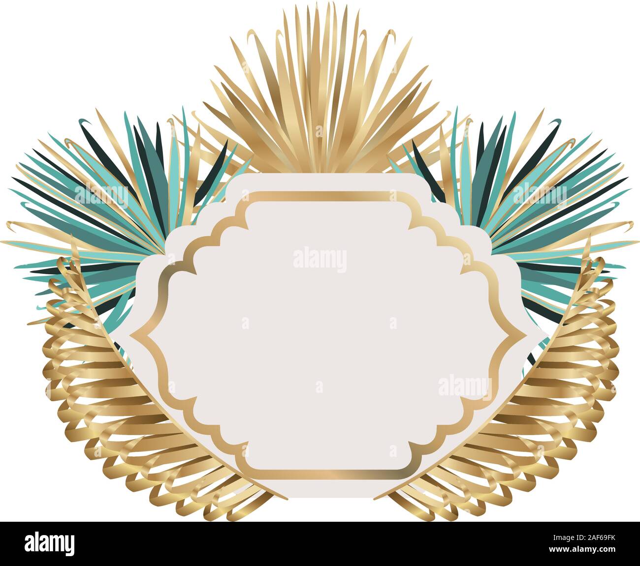 Isolated tropical green and gold leaves vector design Stock Vector ...