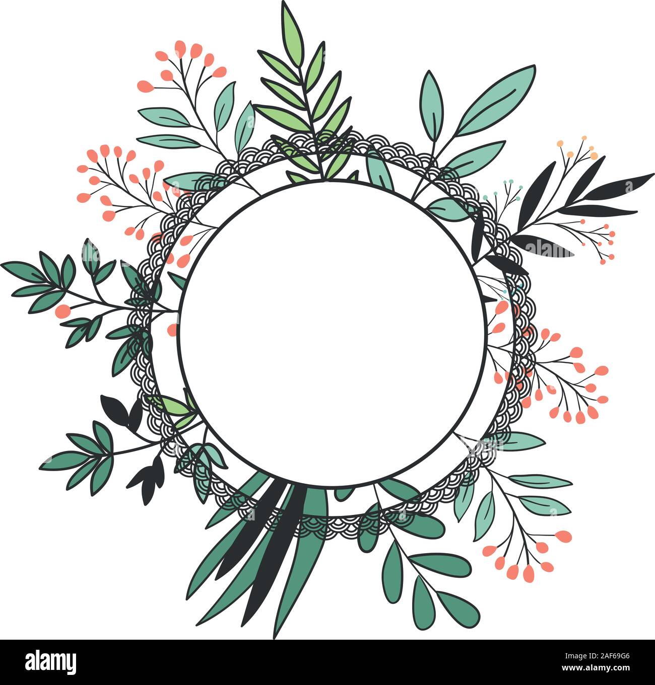 Isolated Leaves Around Circle Vector Design Stock Vector Art