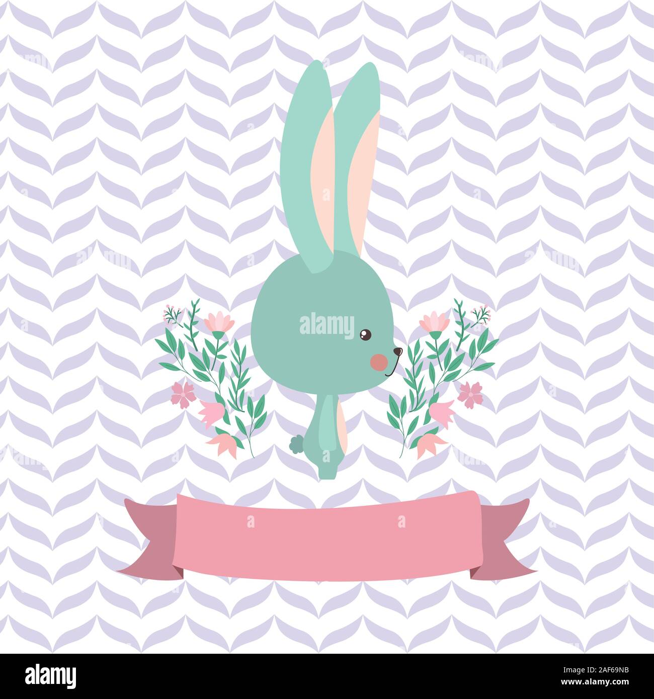 Cute rabbit cartoon and ribbon vector design Stock Vector Image & Art ...