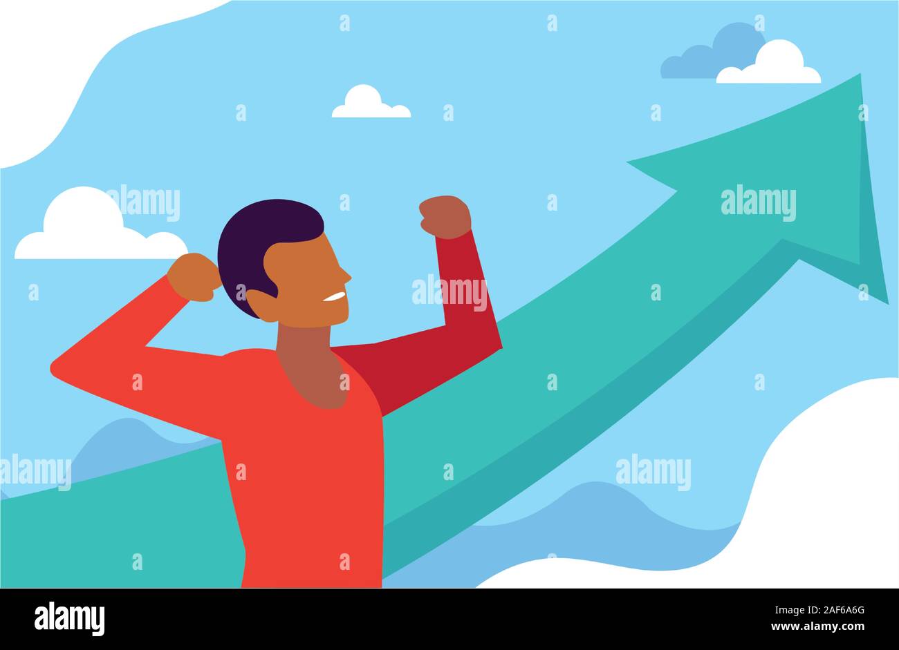 young man with arrow, way to success vector illustration design Stock ...