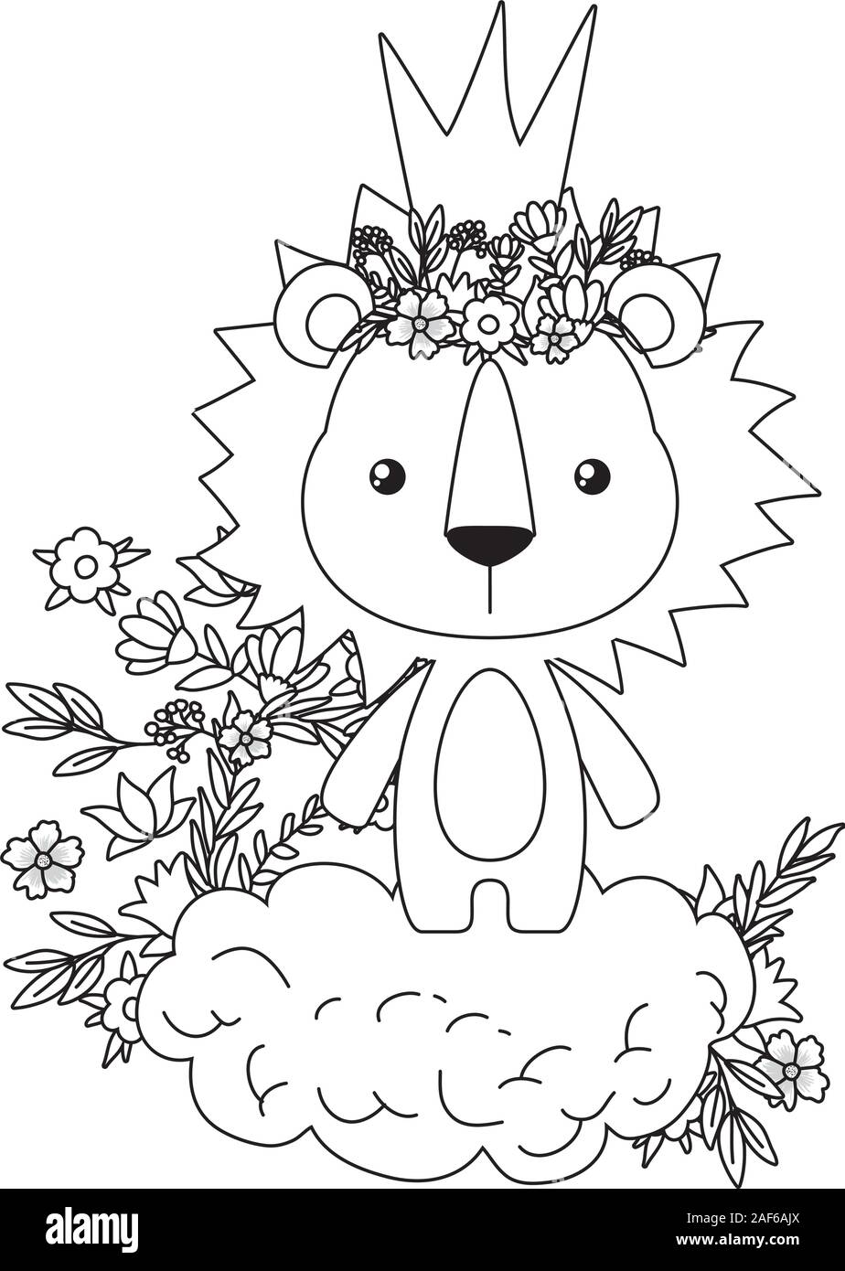 Cute lion with crown over cloud vector design Stock Vector Image & Art ...
