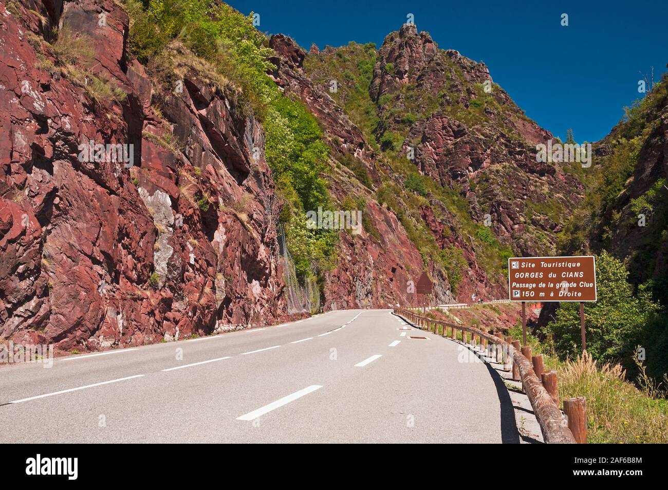 D28 scenic road going through the gorges du Cians, Alpes-Maritimes (06), Provence-Alpes-Cote d'Azur region, France Stock Photo