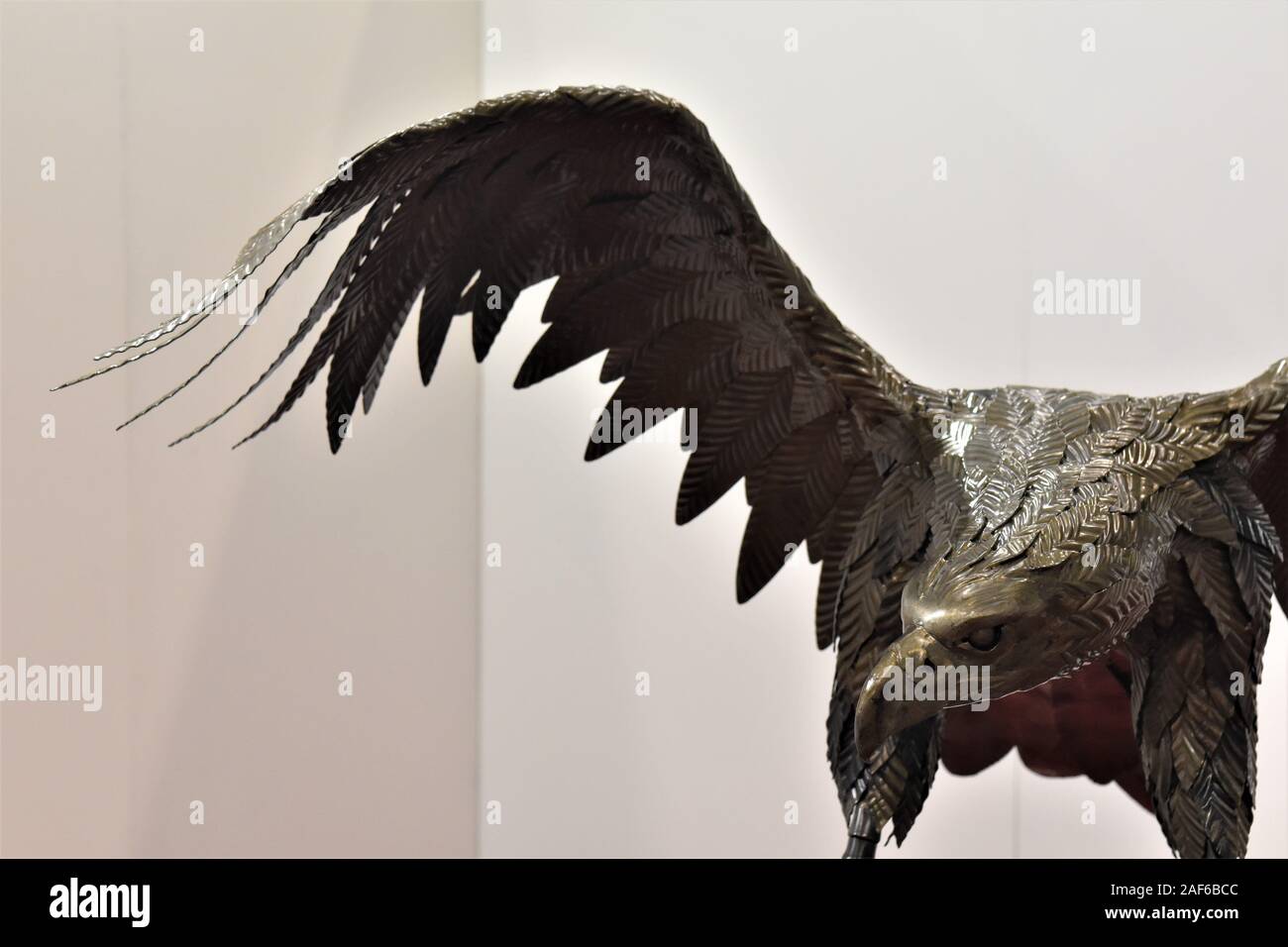 HANDICRAFT AND GASTRONOMY MARKET EXHIBITION.A WROUGHT IRON EAGLE Stock Photo