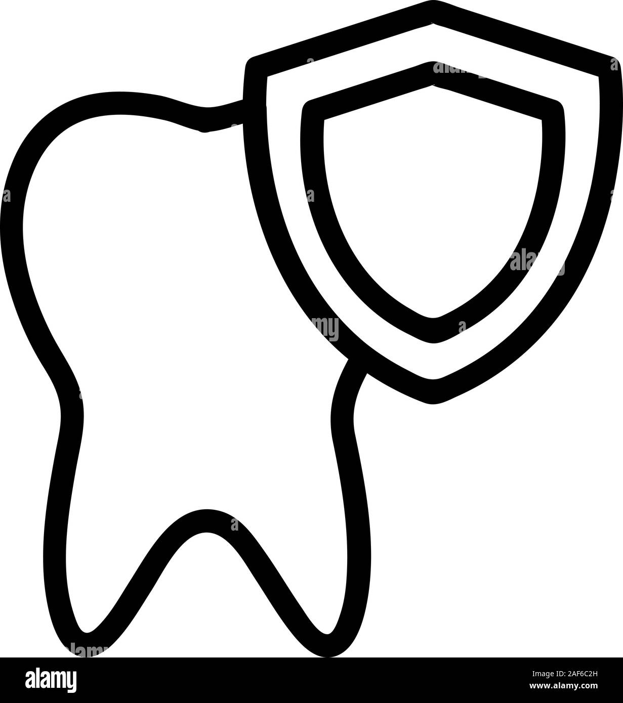 Protect the tooth icon vector. Isolated contour symbol illustration Stock Vector